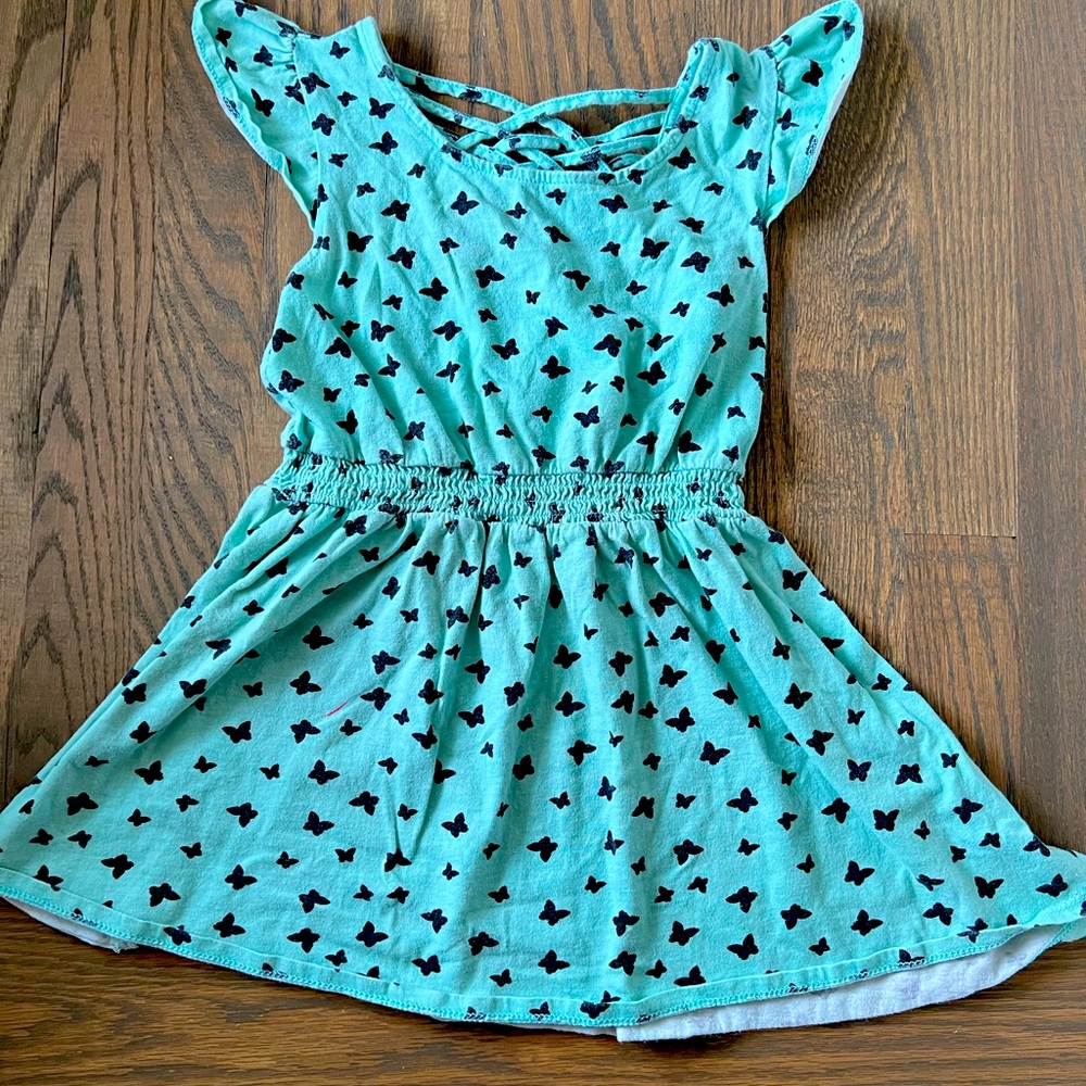 Teal and black butterfly dress
